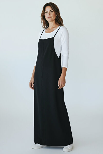 ECE GİYİM Women's Adjustable Strap Dabil Fabric Dress