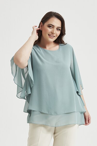 Moda Alba ΜΠΛΟΥΖΑ ΣΙΦΩΝ ΜΕΓΑΛΟΥ ΜΕΓΕΘΟΥΣ ΜΕ ΜΑΝΙΚΙΑ ΜΕ ΜΕΝΤΑ ΑΡΙΘΜΟΥΣ ΜΕΝΤΑΣ