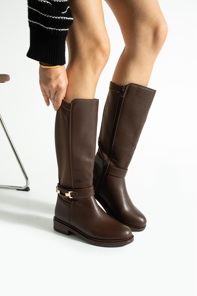 misio shoes Cezzi̇ Women's Boots with Back Stretch Fabric Detail Buckle