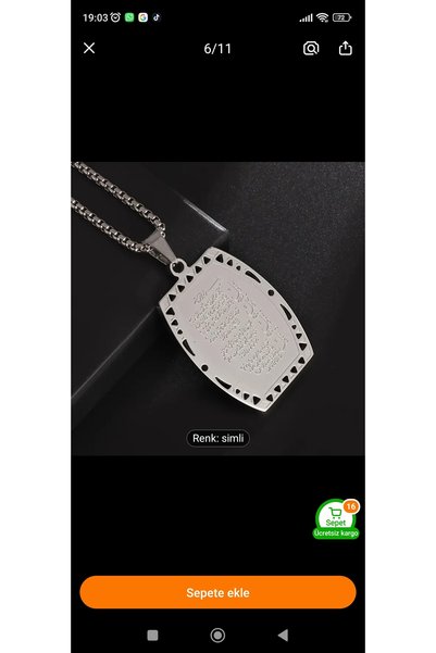 mrchediyesepeti Ayetel Kürsi Steel Necklace Is Very Stylish and Decorative.