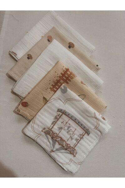 DillyDally Muslin Mouth Wipes - 5 Pack Mixed Patterns - 100% Cotton