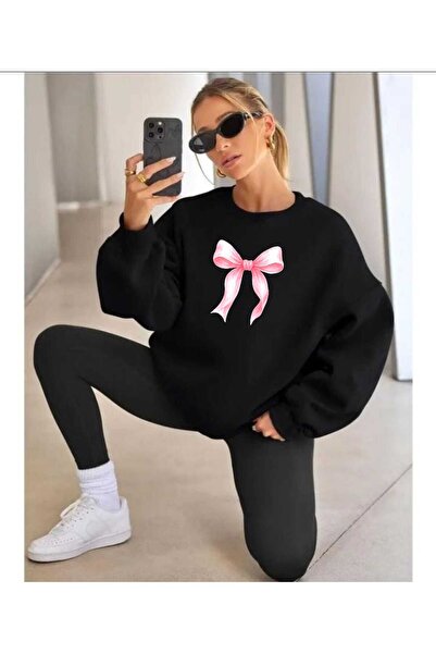 tkn your style Φούτερ με ροζ κορδέλα με σχέδιο μόδας Trend oversized