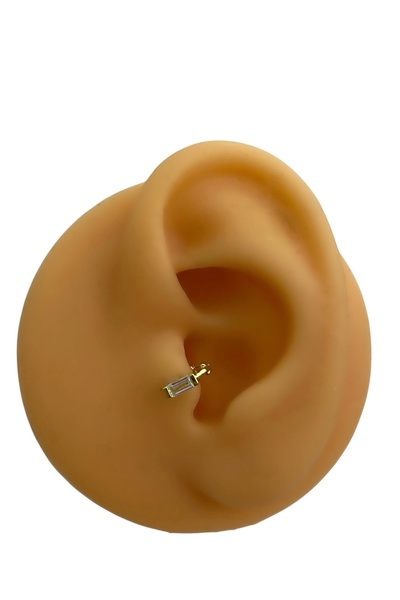 Siminkari 925 Ayar Gümüş Üzerine Mikron Altın Kaplama Beyaz Baget Taşlı Gold ...