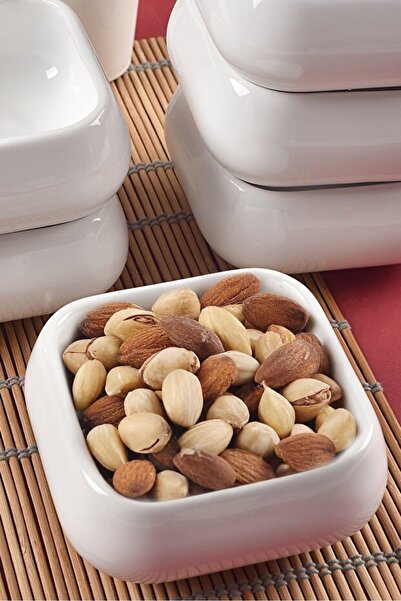 Sunumca 6'lı Kare Bombeli Beyaz Kahvaltılı ve Çerezlik Kase