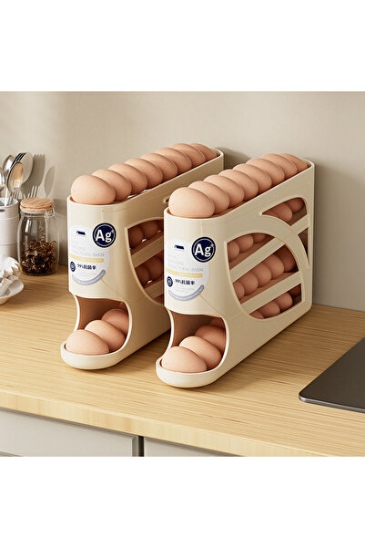 TERRION 3-Tier Rolling Egg Storage Container for Refrigerator Holds 24 Eggs Large Capacity 1PC