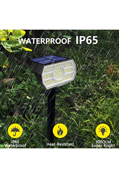 OEM Set of 2 Outdoor Solar Lamps, 56 LEDs, 3 Modes, Day/Night Sensor, IP65, Black
