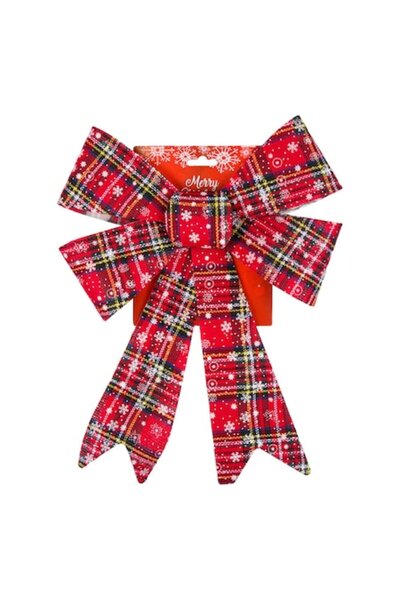ANTBRO Ornament de Crăciun pentru brad, roșu cu fulgi de zăpadă și carouri, S...