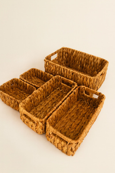 Mirilliahome Set of 5 Natural Wicker Organizer Baskets |   Multi-Purpose Organizer Boxes
