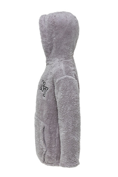 EtkiModa Boy's Gray Hooded Plush Jacket