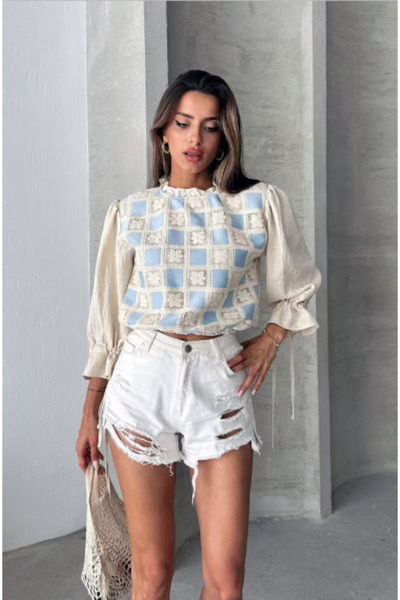 nikay fashion Dantel Detaylı Bluz