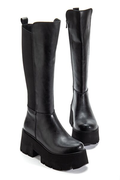 SUİNS SHOES Cizme negre pentru femei Suins Henna Model Platform cu spate elastic