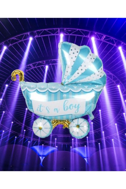 DODOMAR Foil Balloon Baby Boy Blue Stroller 79X71Cm Gender Reveal Party Baby Shower Baby Party