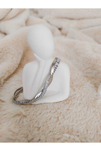 Stainlless Steel Zircon Stone 2-Piece Twist Bracelet