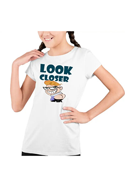 OEM Tricou Copii Fete Laboratorul lui Dexter Look Closer