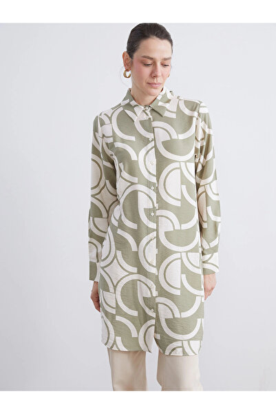 LC Waikiki Lcwaikiki Classic Green Print Women's Shirt Tunic