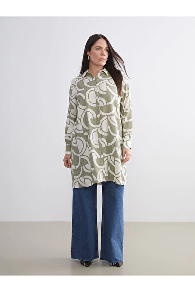 LC Waikiki Lcwaikiki Classic Green Print Women's Shirt Tunic