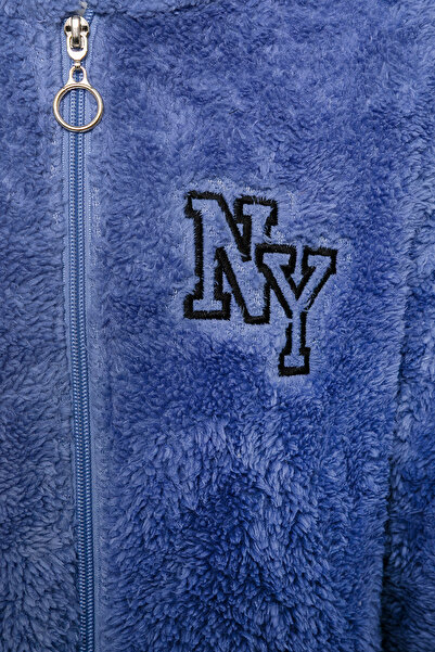 EtkiModa Чоловіча дитяча плюшева куртка з синім капюшоном