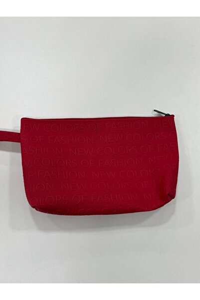 Sirena Accessories New Colors Of Fashion Yazılı Kırmızı Suni Deri Makyaj Çantası