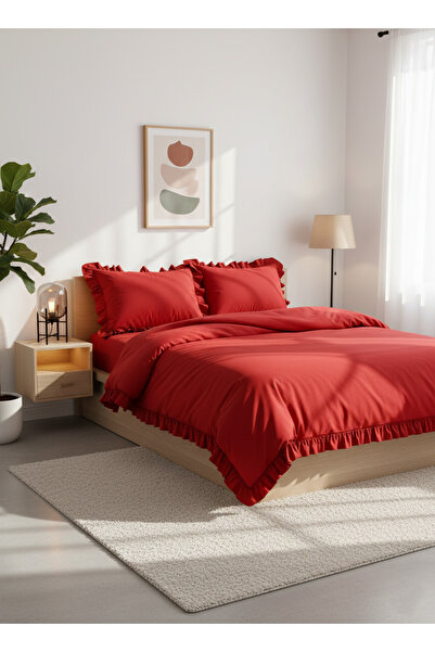 LILYUM %100 Pamuklu Fırfırlı Tek Kişilik Nevresim Takımı – Yumuşacık Dokusu v...