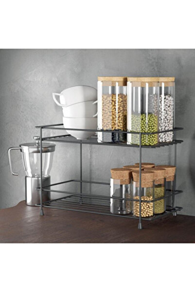 OEM Metal spice rack, 2 tiers, 32.5 x 15.5 x 21.5 cm, Black