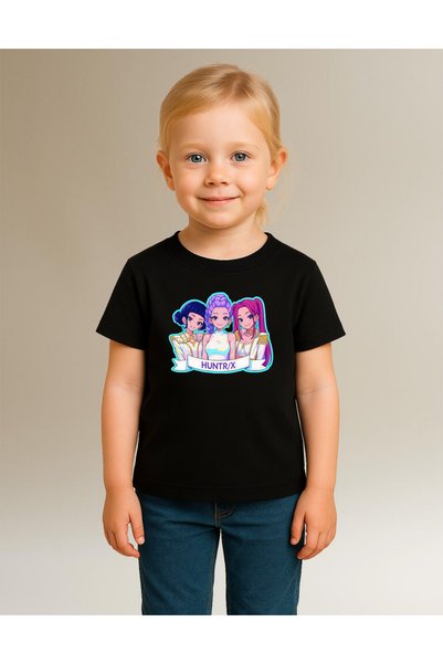 mixxi fashion Kpop Demon Hunters Huntrix Short Sleeve Printed Girls' T-Shirt (4-13 Years)
