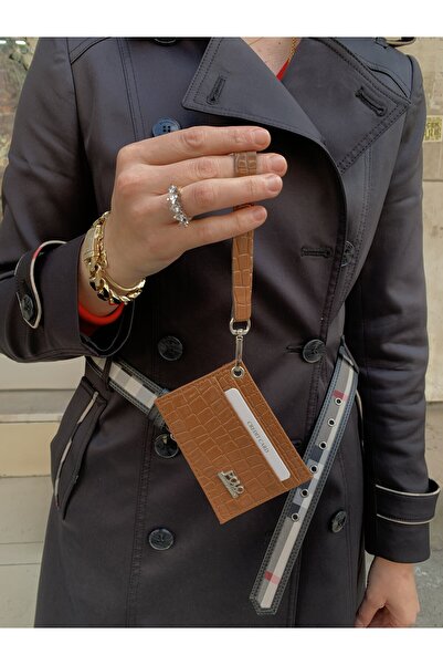 PurpleART Women's Card Holder Shiny Crocodile Patterned Faux Leather Wrist Strap Card Holder 8X12Cm