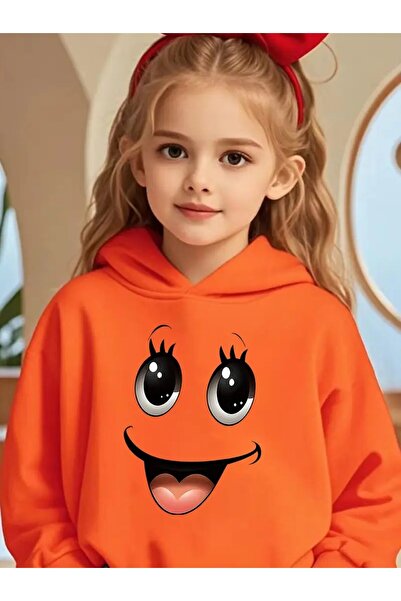 H&GHAMLEGİYİM Зимна суитшърт с качулка, детски дизайн с усмихнато лице