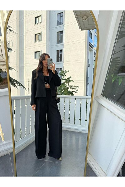 FMN Moda Lightweight Shoulder Pad Piece Premium Quality Lined Oversized Standard Blazer Jacket Palazzo Pants Double Suit