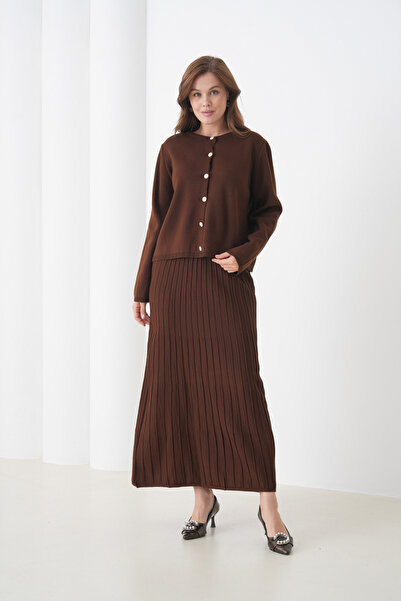 MAMAYAGA Set de jachetă cu fustă pentru femei, cu fustă plisată, cu nasturi, ...