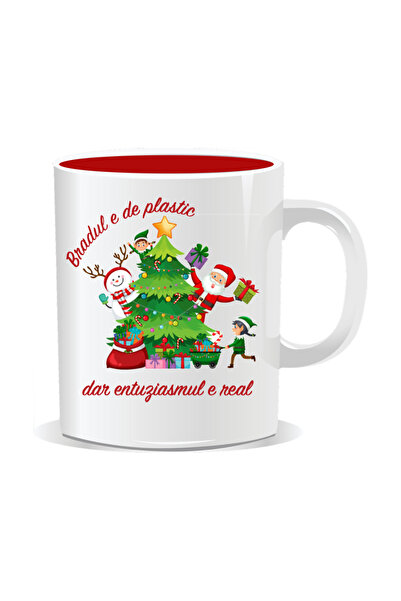 Mug Mania Personalized Christmas mug, The tree is plastic but the excitement is real