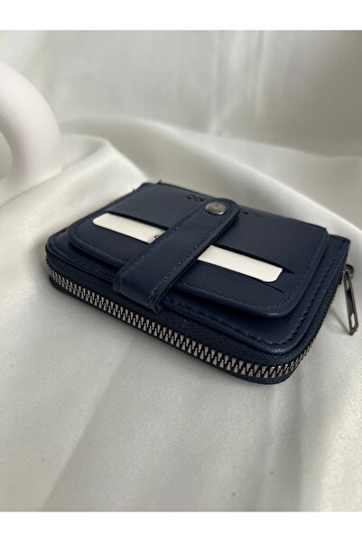 Hüma Butik Takı & Aksesuar Lacivert Suni Deri Fermuarlı Cüzdan