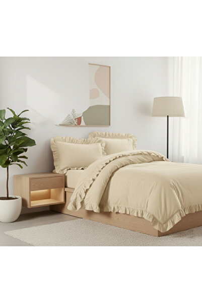 LILYUM %100 Pamuklu Fırfırlı Tek Kişilik Nevresim Takımı – Yumuşacık Dokusu v...