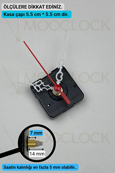 MOOCLOCK Mehanizam sata, tihi mehanizam zidnog sata, osovina 14 mm, minutna-r...