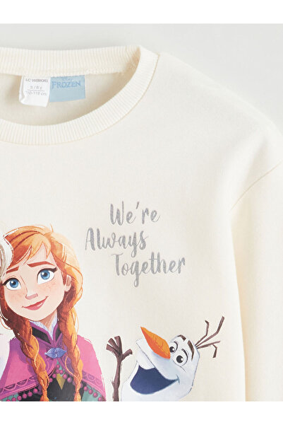 LC Waikiki Bisiklet Yaka Elsa Baskılı Kız Çocuk Sweatshirt ve Tayt