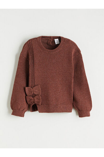 LC Waikiki Brown Bow Detailed Girls' Knitwear Sweater and Skirt