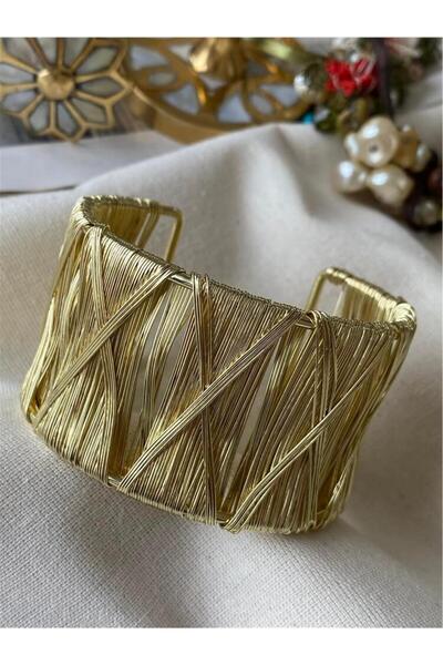 mos&more 14K Gold X Desenli Bileklik Kelepçe