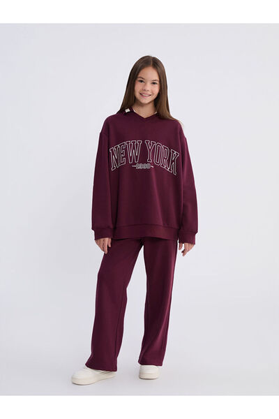 LC Waikiki Sparkling Choices from Shining Store |   Polo Neck New York Printed Girls' Sweatshirt and Sweatpants