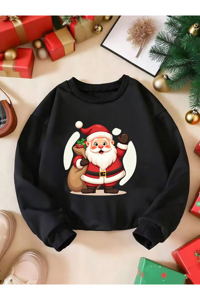 MAGORS سترة رياضية للأطفال بطباعة سانتا كلوز ذات ياقة دائرية بثلاثة خيوط عالي...