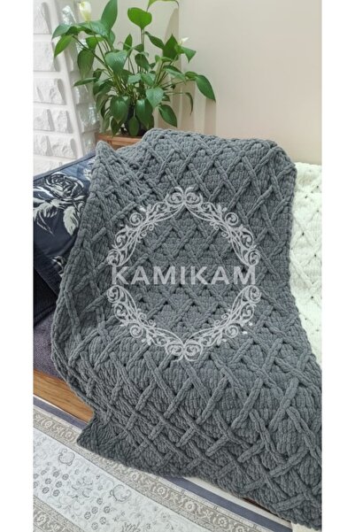 KAMİKAM Плюшевий, оксамитовий, м'який ручної роботи плед 100 x 150 TV, плед д...