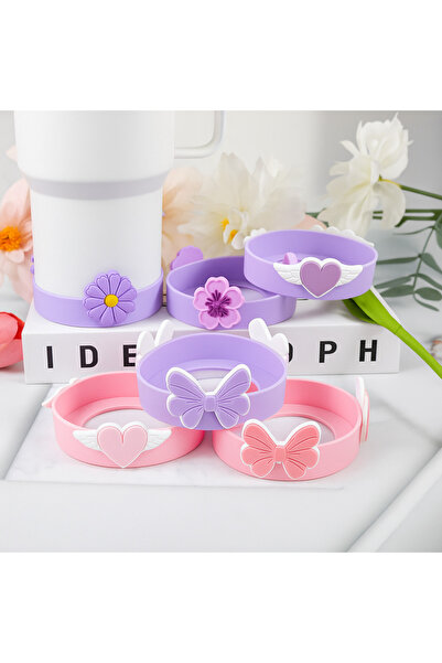 FESECRAFT كينتشر - آيس فلو - لومين - ملحق ترمس على شكل قلب وردي مع قش، واقي ق...