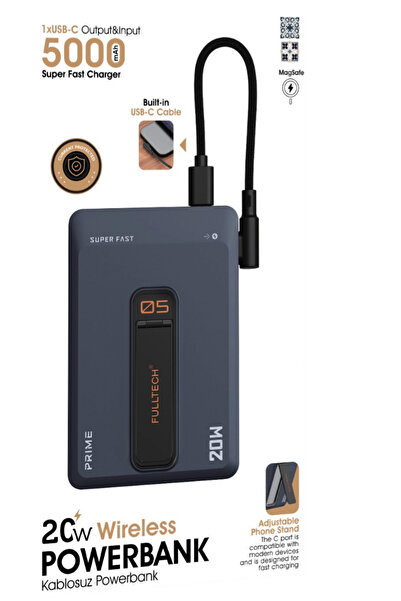 CROW'S TECH 5.000 mAh Wireless Kendinden Kablolu Standlı Şarj Göstergeli Taşı...