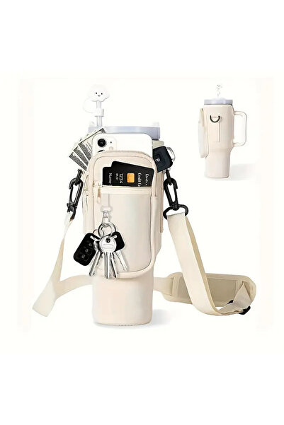 FESECRAFT قارورة ماء كوينشر مع شفاطة 1.18 لتر مع حزام، حقيبة ترمس حماية من النيوبرين وملحق حزام الكتف