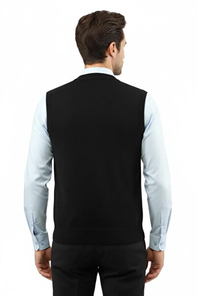 Çizgi Triko Men's Buttoned Vest with Pockets Steel Mesh Classic Fit 5200L Bgl-St04844
