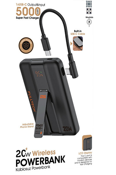 CROW'S TECH 5.000 mAh Wireless Kendinden Kablolu Standlı Şarj Göstergeli Taşı...