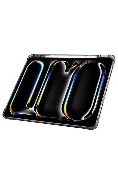 zore iPad Air 13 2025 M3 Case Myst Tri Folding Case with Pen Compartment and Stand - Black