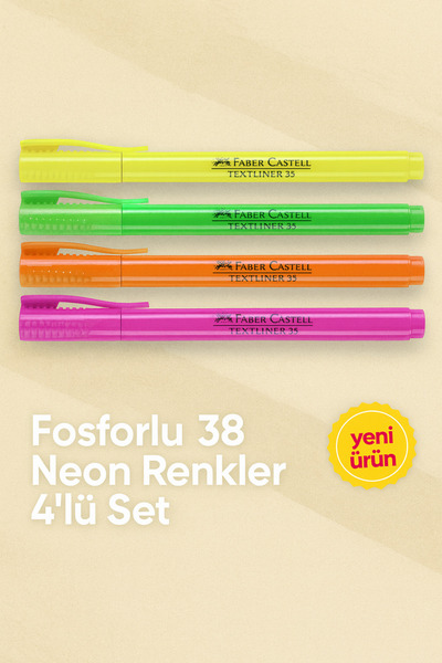 Faber Castell Pastel 38 Fosforlu Kalem 4'lü Neon Renkler