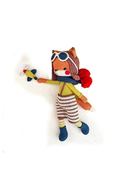 Atölye LİDYA Amigurumi Sevimli Tilki Organik Örgü Oyuncak Uyku Arkadaşı