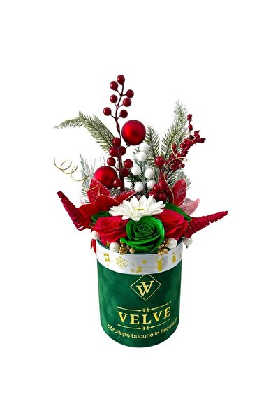 velve Aranjament Christmas Joy,crengi artizanale de brad,merisoare,trandafiri...