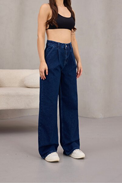 alanora Women's High Waist Wide Leg Pleated Palazzo Jeans Pants