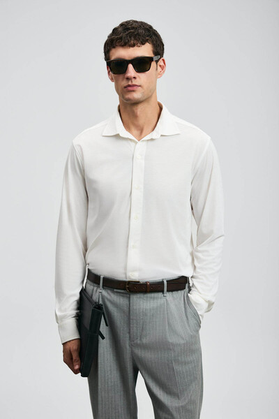 Lufian Carl Basic Regular Fit White Men's Shirt 112010668